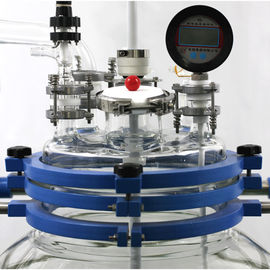Large Cooling Surface Borosilicate Glass Reactor , Double Jacketed Glass Reactor