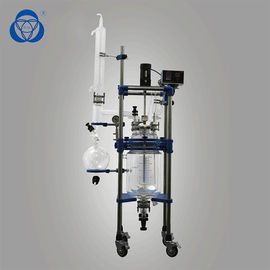 1L-5L Jacketed Glass Reactor Zero Space Draining Device For Synthetic Reaction