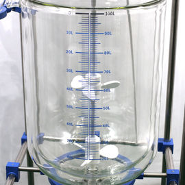 Pharmaceutical Jacketed Glass Vessel , Double Layer Glass Reactor Easy Discharge Material