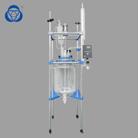 Pharmaceutical Jacketed Glass Vessel , Double Layer Glass Reactor Easy Discharge Material