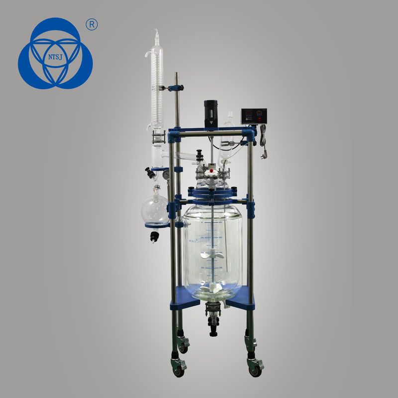 Easy Clean High Pressure Glass Reactor , Single Layer Glass Reactor VFD Speed Controller